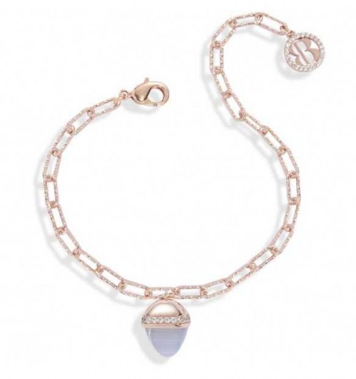 Bracciale Bronzo Placcato Oro Rosa Pendente Cristallo KBR004RF